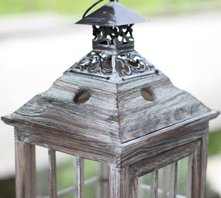 Железный подсвечник из старого стекла ретро свеча фонарь деревянная лампа с