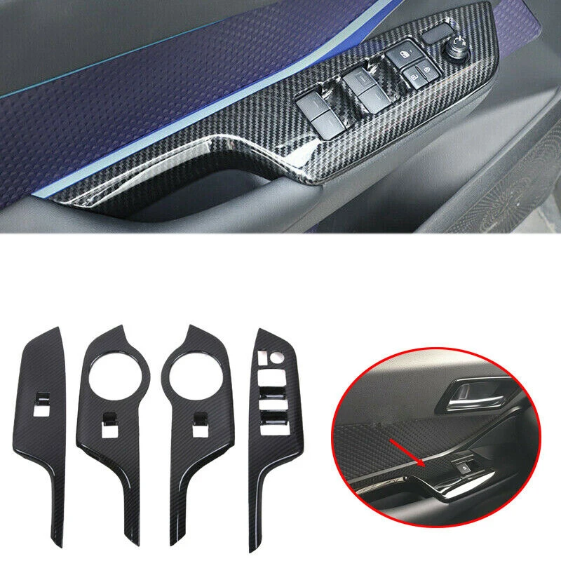 

Carbon Fiber Style ABS Window Lift Switch Button Panel Cover Trim Left Driver for Toyota C-HR CHR 2016-2018