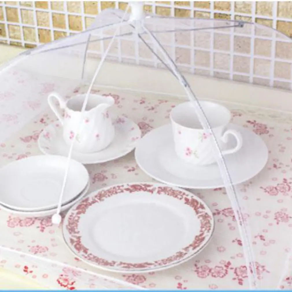 Food Cover Umbrella Foldable Household Washable Mesh Food Lid Picnic Barbecue Party Anti Fly Mosquito Net Tent Kitchen Gadgets Food cover