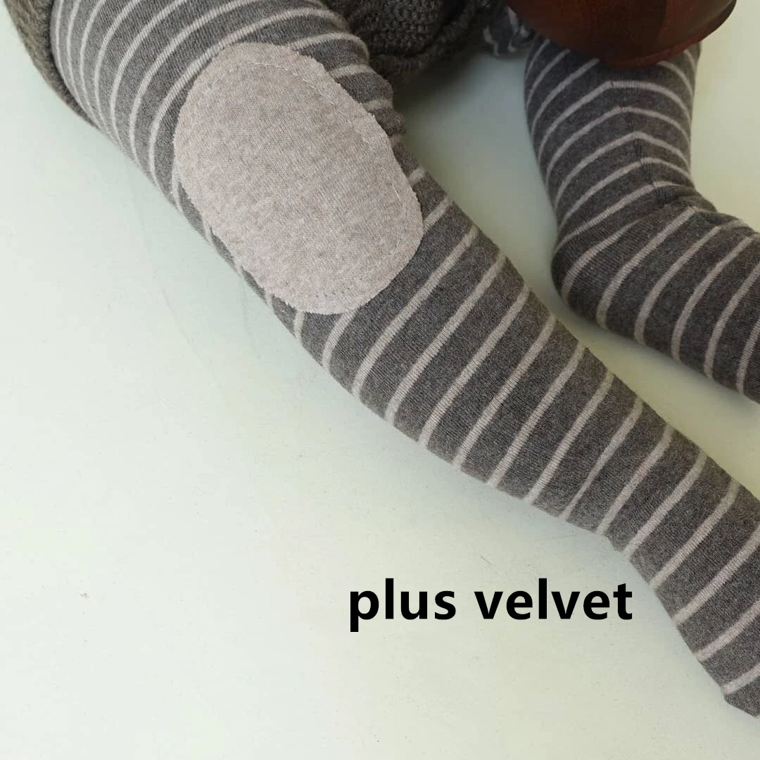 coffee plus velvet Baby Leggings Stripe Baby PP Pants Warm Thicken Baby Girl& Boys Leggings One-piece Baby Stockings for Girls - Цвет: coffee plus velvet