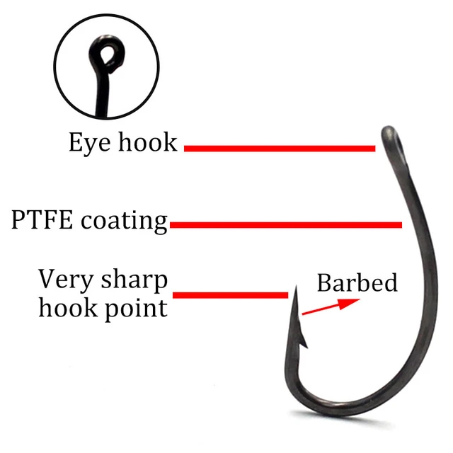 30PCS/Lot Carp fishing PTFE coating barbed hooks Japan Imported