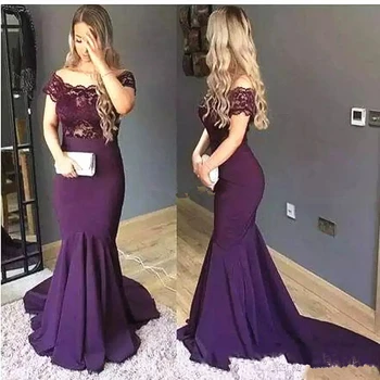 

Dark Purple Lace Long Mermaid Mother of the Bride Dress Off the Shoulder Mother of Groom Wedding Party Prom Evening Gowns