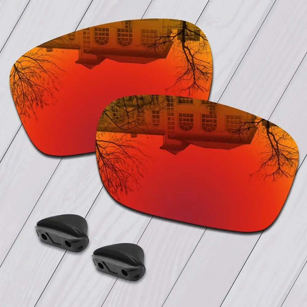 Fire Red E.O.S поляризованные Сменные линзы и черные носовые упоры для солнцезащитных очков Оукли с двойным краем OO9380-различные цвета - Цвет линз: Fire Red
