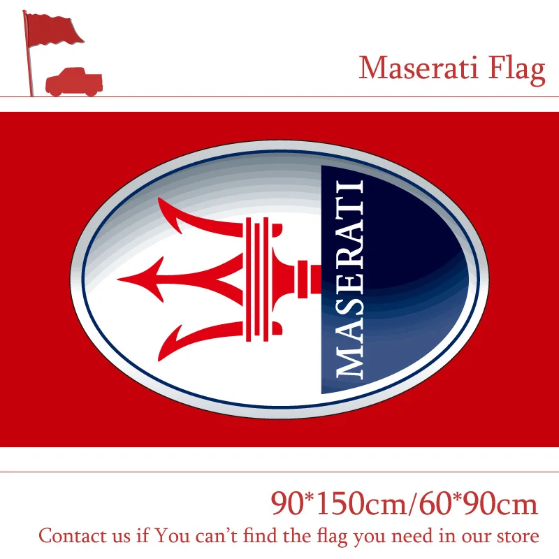 

Free shipping 90*150cm 60*90cm Polyster Maserati Red Car Flag Out Door Use For Racing Banner Digital Print