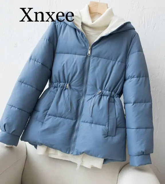 

daughter Warm low temperature Down jacket pure color with thick down clothes hidden-interlocking hooded cotton-padded jacket