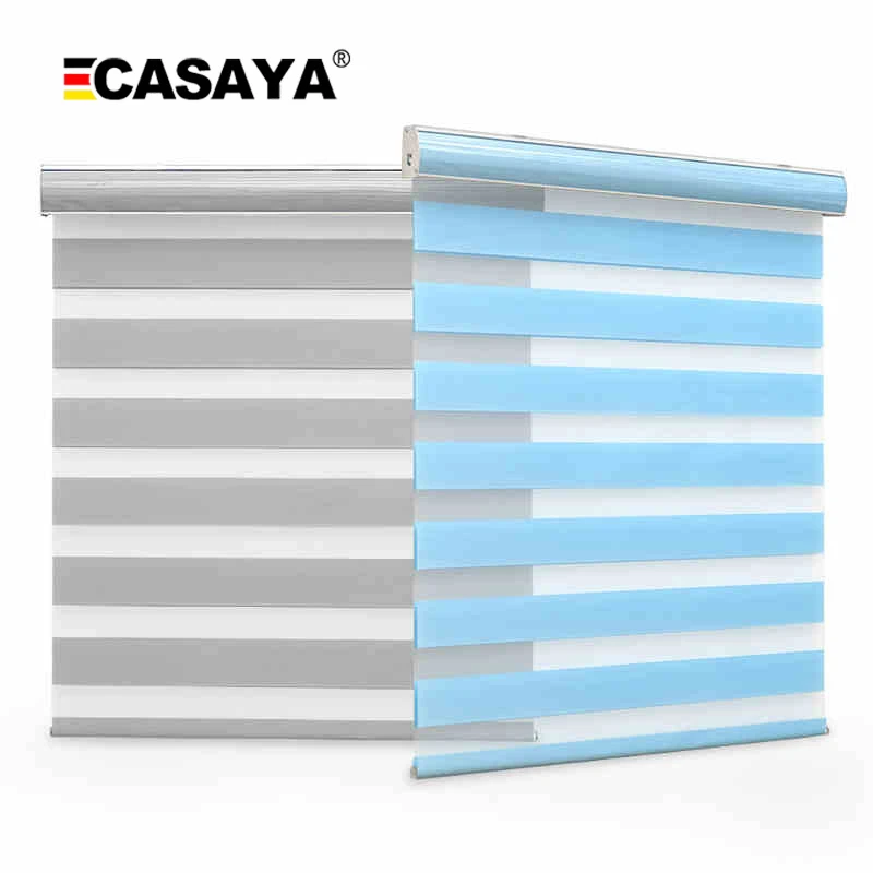 Free shipping double layer zebra blinds fabric inserted dust cover day and night roller blinds for customized size