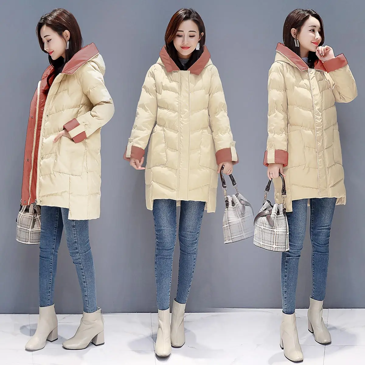

Cotton-padded Clothes Women's Mid-length 2018 Winter New Style WOMEN'S Dress Hooded Cotton Coat Korean-style Casual Slimming Cot