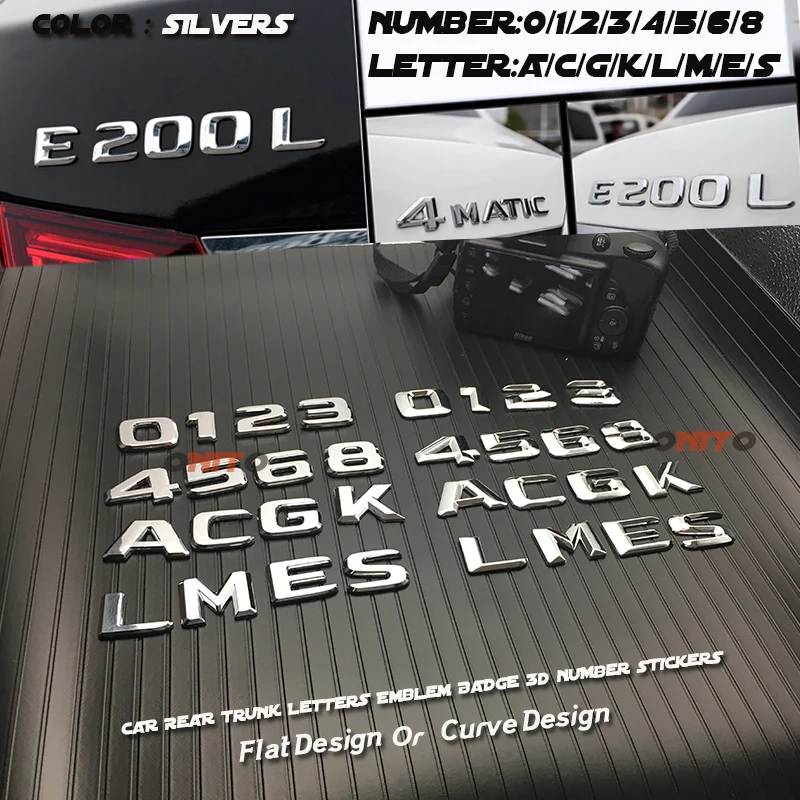 

3D Number Trunk Rear Emblem Badge Letters Sticker For Mercedes Benz C CLK CLS Class S GL ML SLK GLK A B E W205 W213 GLA GLC W210