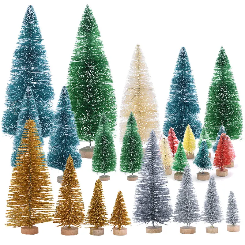 Зеленые, белые, красные, золотые мини украшения для рождественской елки, миниатюрные рождественские елки, новогодние, вечерние, декор для стола, искусственная сосна, елки Navidad