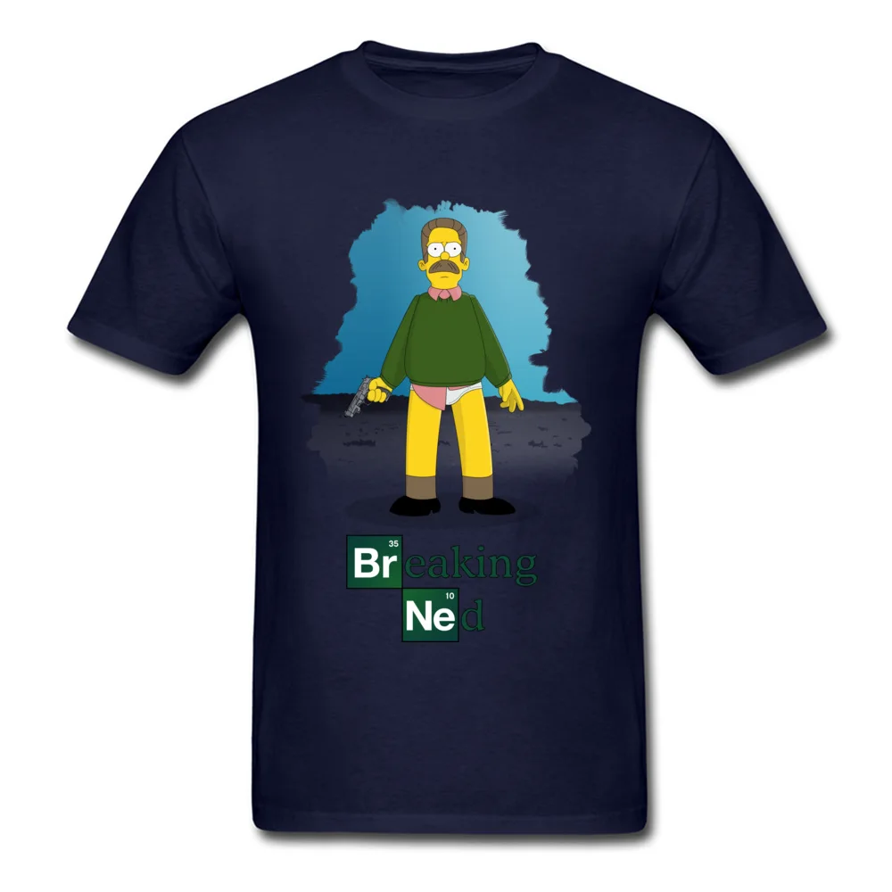 Breaking Ned 100% Cotton T Shirt for Men Casual Top T-shirts Cool Hot Sale Round Collar Sweatshirts Short Sleeve Breaking Ned navy