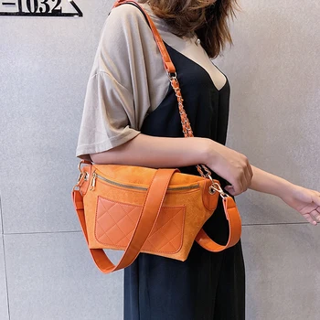 

Women Fanny Pack PU Leather Crossbody Bags For Girl Chain Shoulder Messenger Bag Lady Handbags Fashion Chest Bag