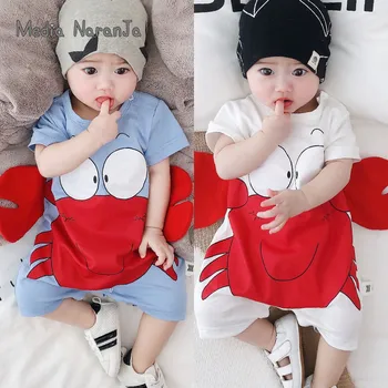 

Baby Summer Thin Cotton Romper infant Short-Sleeved One-Piece Suit Crab Cute jumpsuit twisn clothing