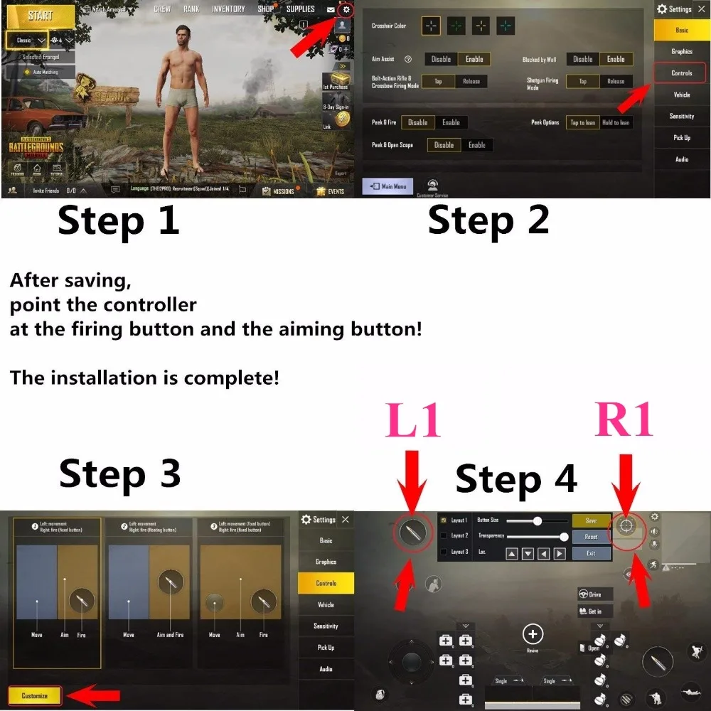 Baseus для PUBG мобильный геймпад джойстик L1R1 телефон игра шутер контроллер пусковая