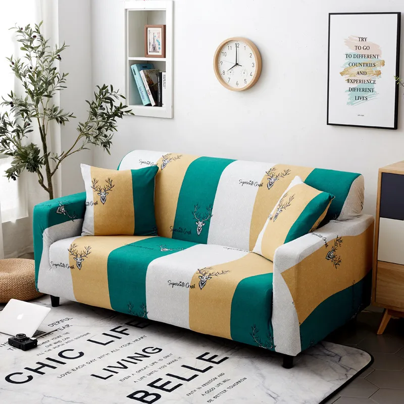 J Slipcover, растягивающиеся Нескользящие чехлы для диванов, эластичный Полный Чехол для диванов, для гостиной, диванов, полотенец, один/два/три/четыре места - Цвет: J
