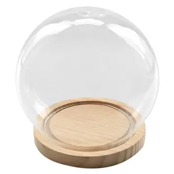 

Decorative Glass Bell with Wooden Floor, Transparent Glass Container Micro-Landscape Garden DIY Terrarium Container Decoration -