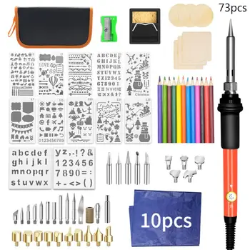 

73pcs Wood Burning Carving Pyrography Pen Adjustable Temperature Soldering Iron G8TB