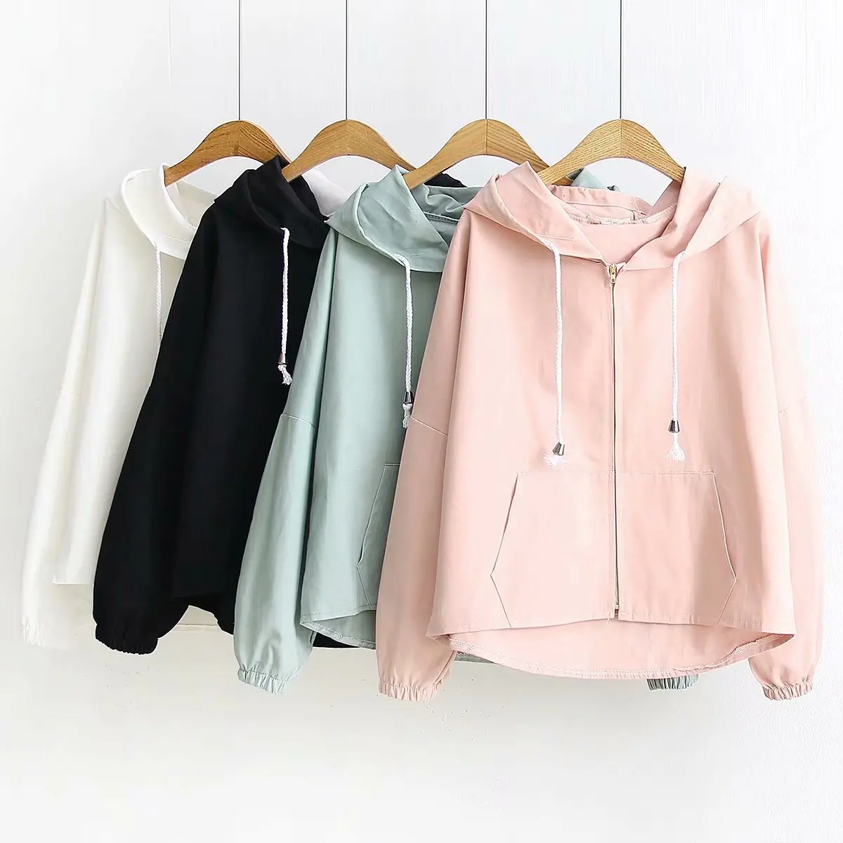 WOMEN'S Dress Spring And Autumn New Style Korean-style Hooded Bear Ear Back Lettered Jacket Women's