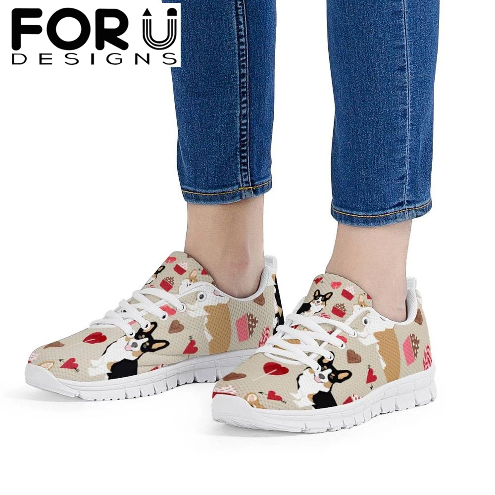FORUDESIGNS/женские кроссовки с рисунком собаки из мультфильма; коллекция года; дышащая повседневная обувь на шнуровке; Женская Удобная прогулочная обувь на мягкой платформе