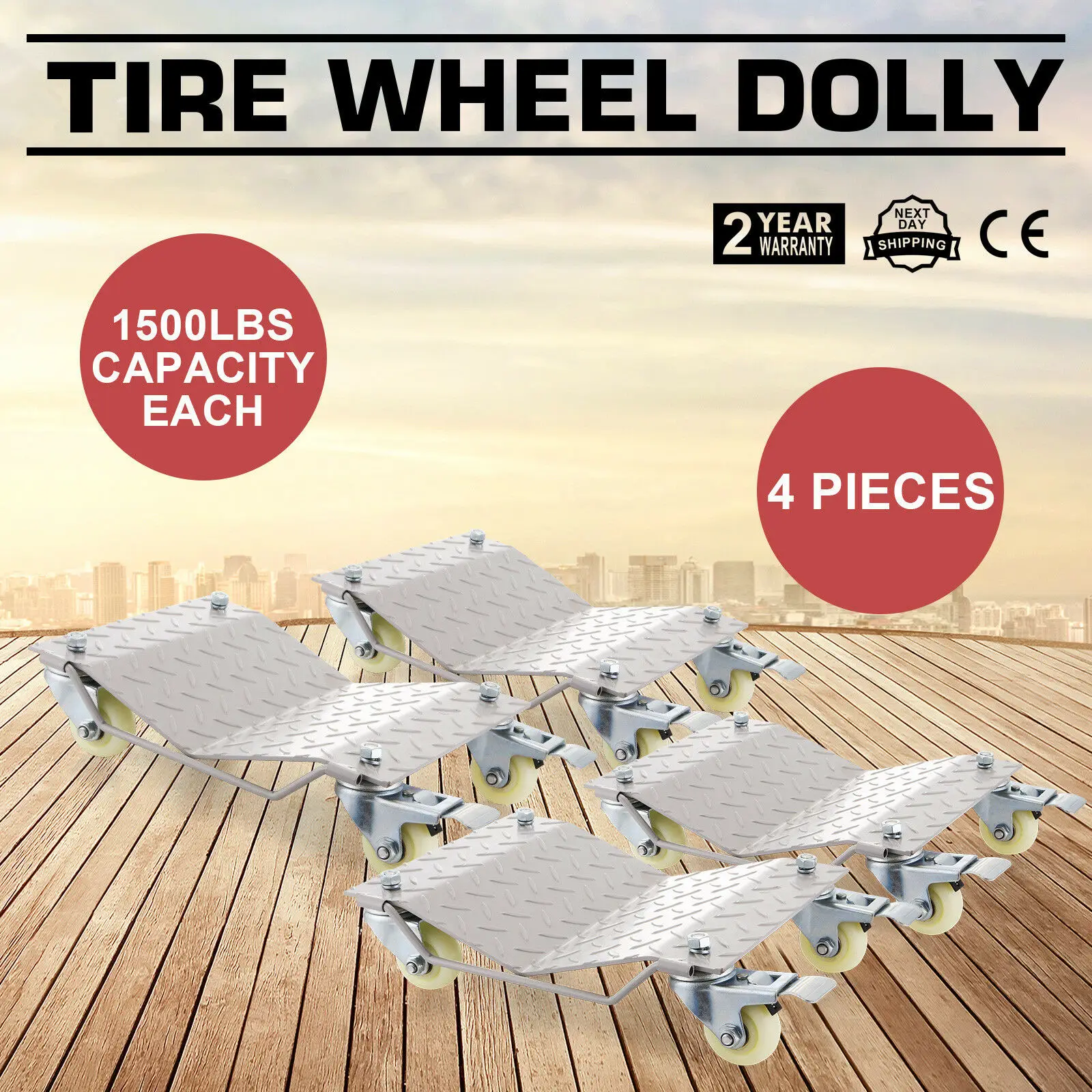 Auto Dolly Wheel Tire 12"x16" Skate Castor Auto Car Repair Diamond 4 Set of 