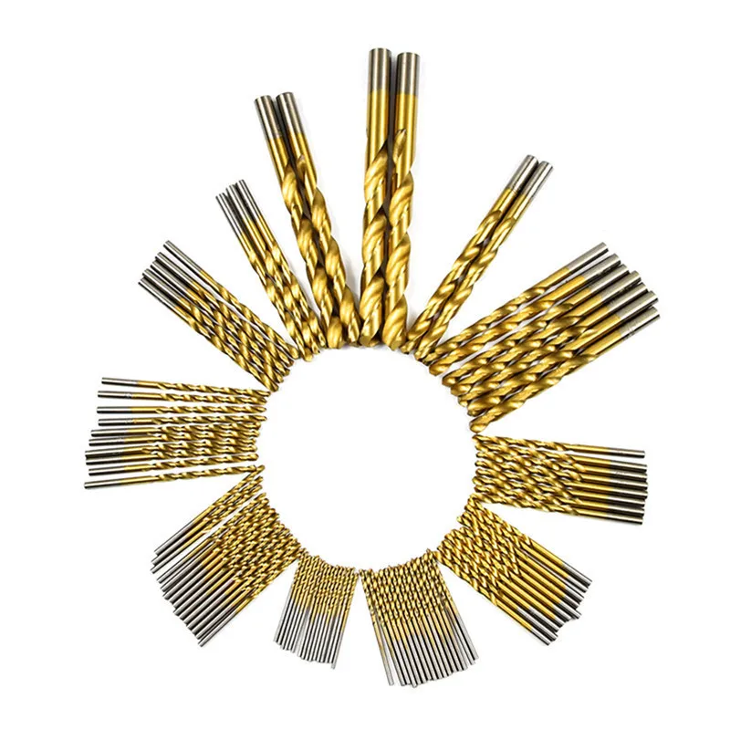 LAMEZIA 99pcs Twist Drill Bit Set Power Tool Kit High Quality HSS Titanium Coated Tool Set Woodworking Wood Drilling