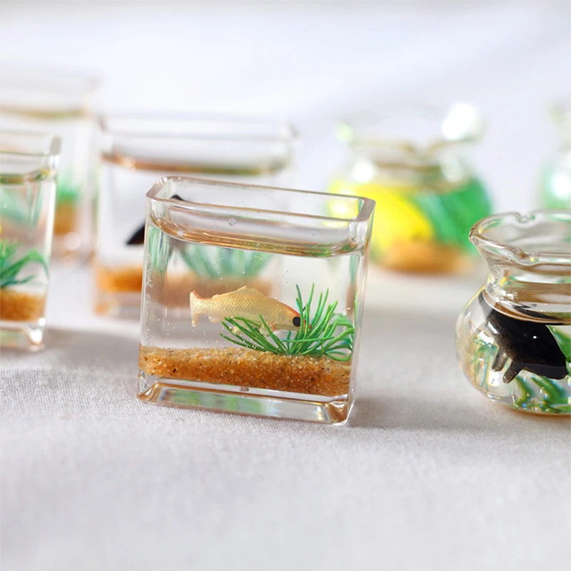 Maison de Poupées Miniature Handmade Grand Bocal à poissons en verre 