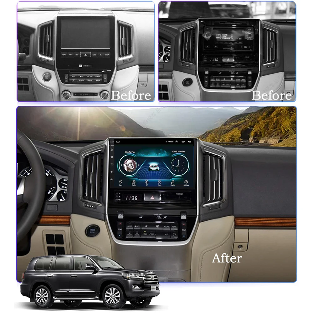 Discount Car Multimedia Player for toyota land cruiser 2016-2017 GPS Navigation 9 inch Android 8.1 support rear view camera 1