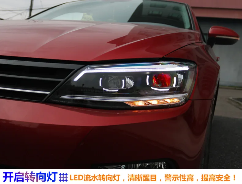 Для Volkswagen lamando 15-19 сборка фар для 15-19 старый модифицированный неоновый двойной свет объектив СВЕТОДИОДНЫЙ стример