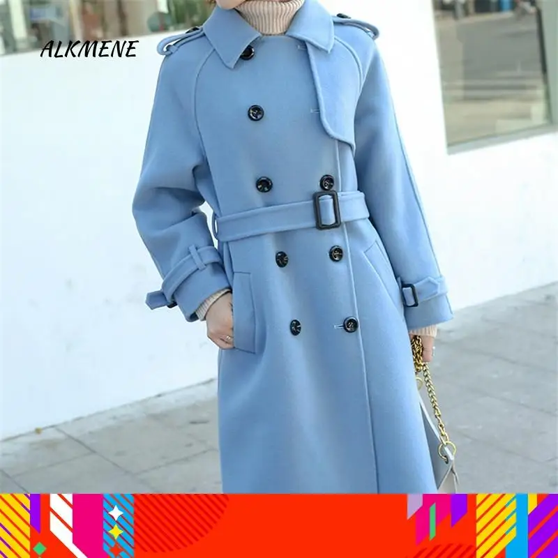 Женское двухстороннее кашемировое пальто ALKMENE длинное двубортное шерстяное из