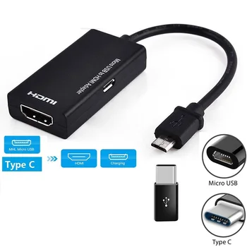 

Type C&Micro USB to HDMI Adapter Digital Video Audio Converter Cable HDMI Connector for Phone PC 1080P Converter Adapter Cable