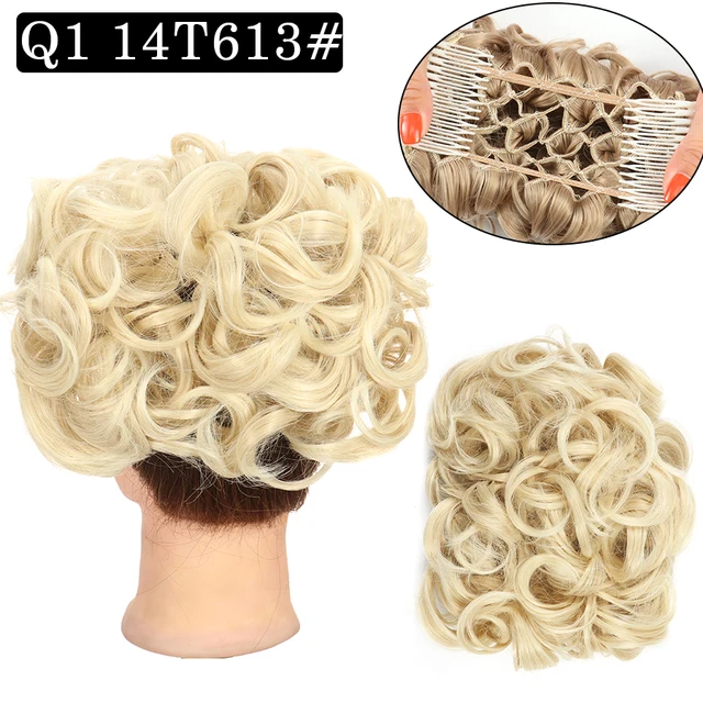 Synthetic Curly Elastic Band Chignon Plastic Comb Clips in Hair Extension Hair Bun Updo Cover Hairpieces Hair Accessories Q1 14T613