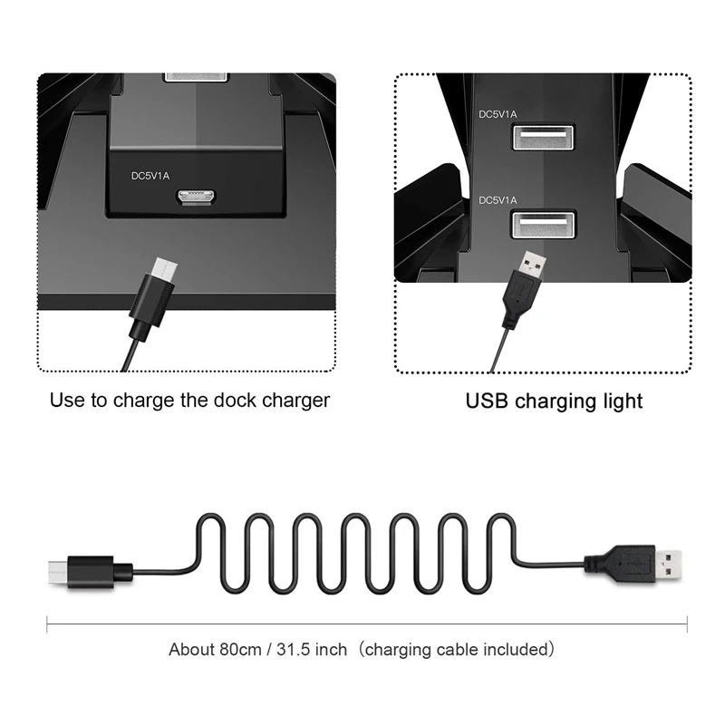 ABHU-T1 контроллер зарядное устройство зарядная станция 2 Usb зарядное устройство кронштейн Быстрая зарядка для Ps4 серебро+ черный