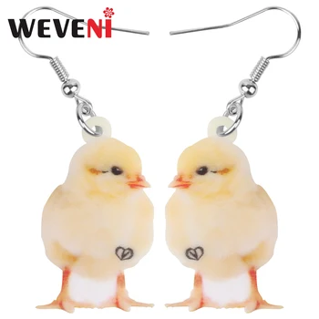 

WEVENI Acrylic Yellow Chick Chicken Earrings Cute Printing Farm Animal Dangle Drop Jewelry For Women Kid Fashion Gift Decoration
