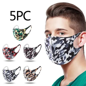 

5pc Face Masks Fashion Adult Camouflage Printed Mask Windproof Foggy Haze Pollution Washable Reusable Face Mask Mascarilla