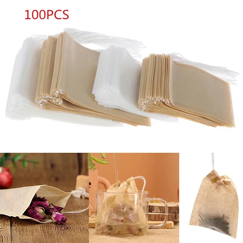 Sachets De Thé Jetables, 100 Pièces/sachet, Sachets De Thé Vides Avec Ficelle, Thermoscellé Pour