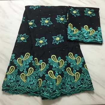 

Green New Arrival Stoned African Swiss Cotton Dry Lace Fabric Holes Design Swiss Voile Lace In Switzerland For Nigerian Dress
