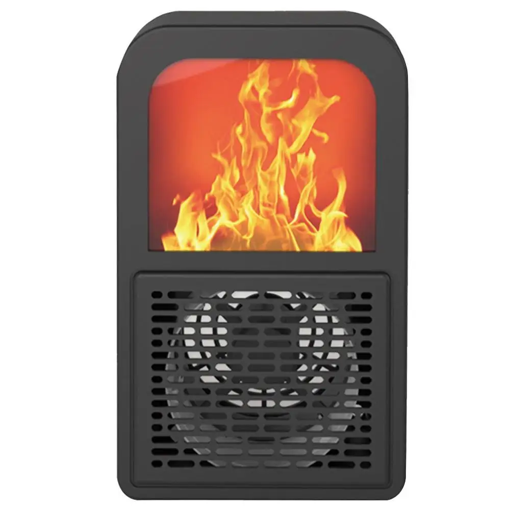Mini Heater 3D Flame Heater Home Bedroom Heaters Creative Home Office Desktop Portable Heaters Self-Powered Warm Fan