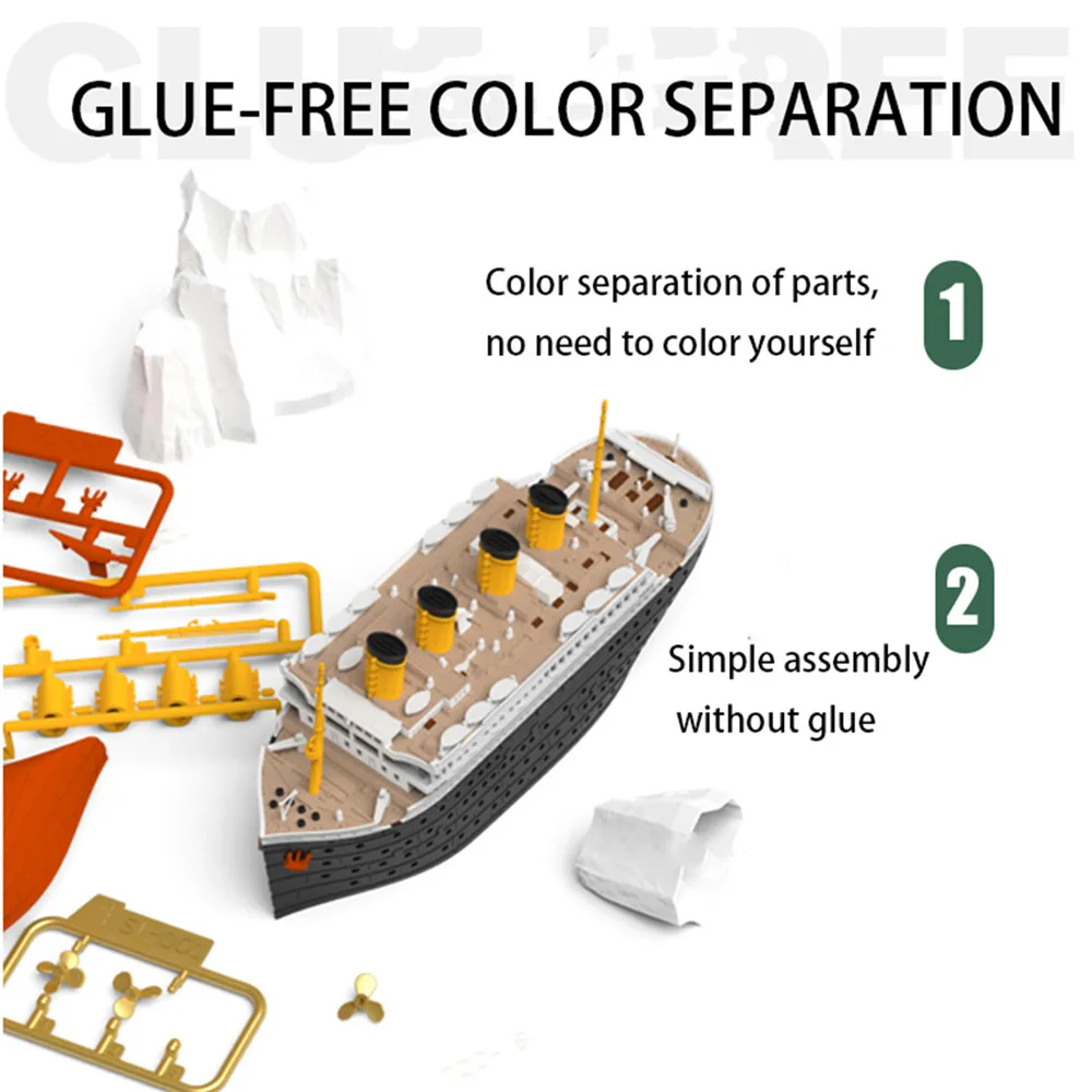 

Titanic Seal Iceberg/Port Scene Vehicle Q Edition Glue-free Color Separation Ship Boat Model Kit Parts