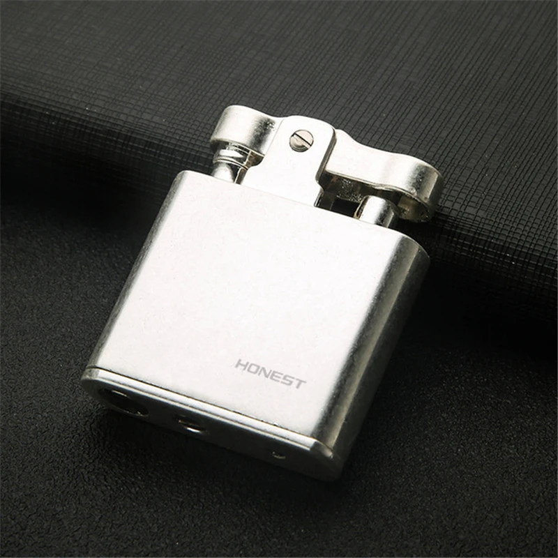 B Honest Copper Cigarette Lighter Gasoline Vintage Kerosene For oil Lighter Grinding Wheels Fire Lighter Retro Windproof Lighter - Цвет: B