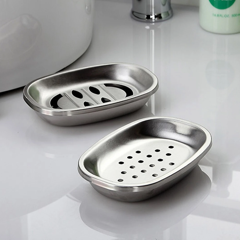 1X Коробка для мыла из нержавеющей стали с двойным сливом мыльница ванной комнаты