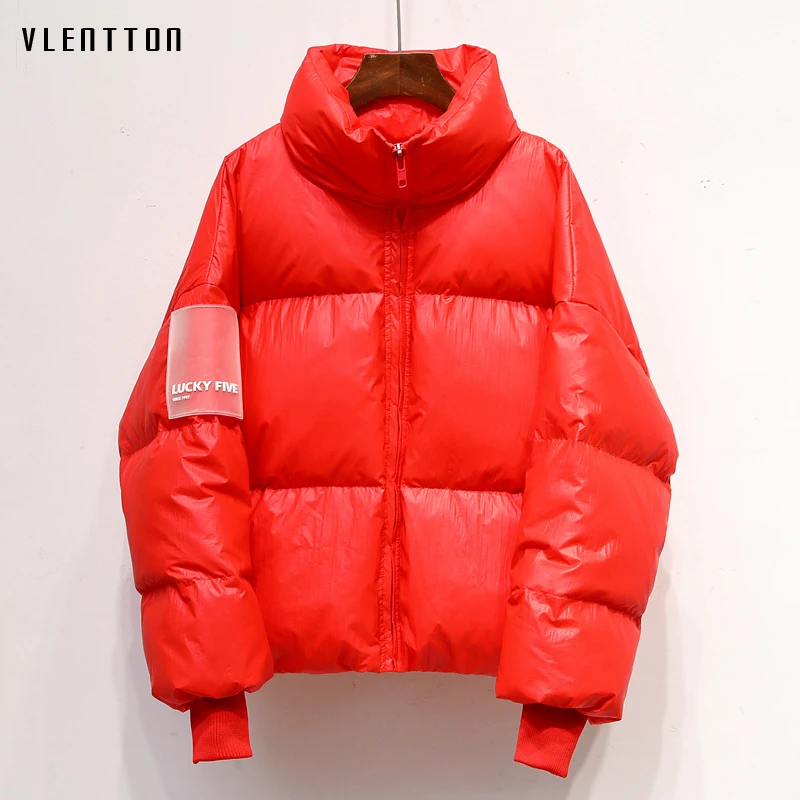 

2019 Winter Glossy Down Parka Women's Jackets Red Warm Thick Casual Loose Short Coat Jacket Female Outwear 7 Color Parkas Mujer