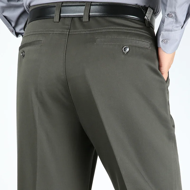 Autumn Winter Thick Men Casual Pants High Waist Loose Trousers Stretch Cotton Middle-aged Men's Straight Pants casual pants