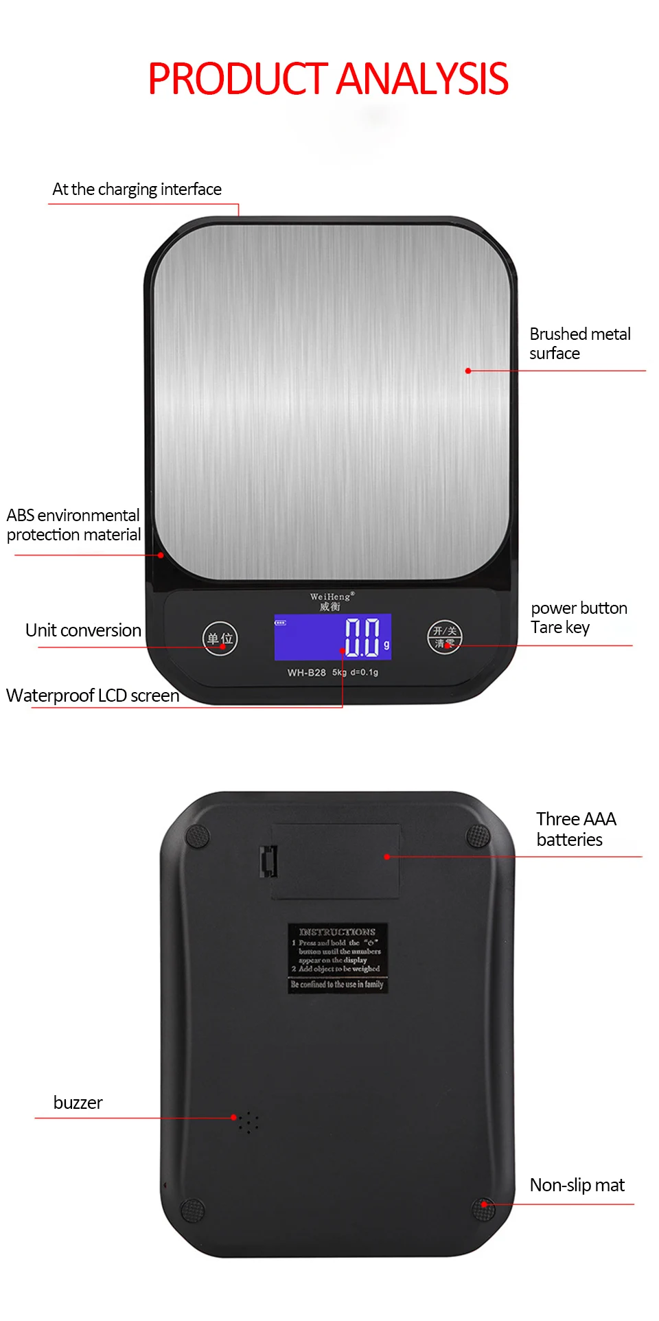 de digitas 5kg 0.1g de aço inoxidável