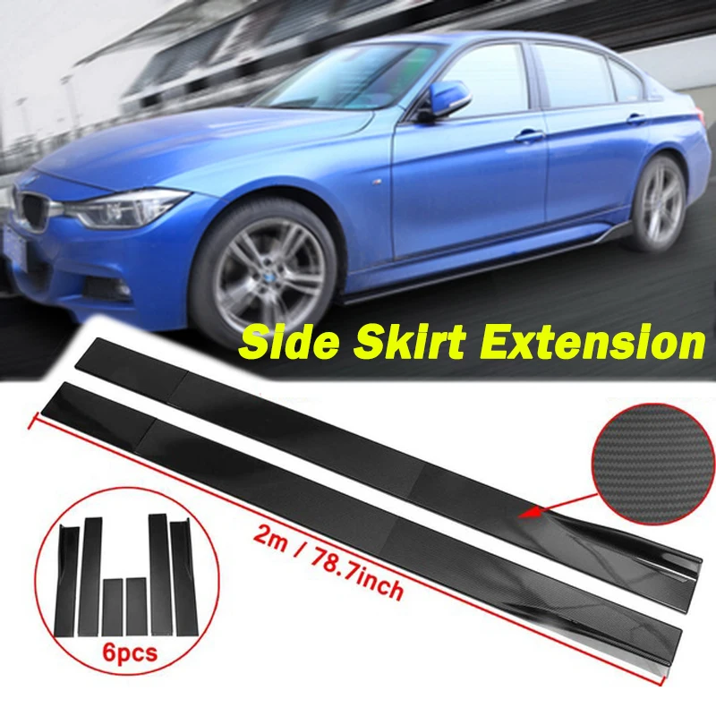 6pcs 2m/ 2.2m Universal Car Side Skirt Rocker Splitter Winglet Side
