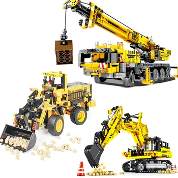 

Engineering Derrick Car Model Building Blocks Lepining DIY Crane Excavator Technic City Construction Bricks Toys Children