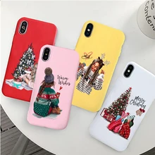 Новогодний Рождественский Санта Клаус снежный олень розовый силиконовый коробка для сладостей Coque для iPhone Xs 6S 6Plus 8 8Plus 7 7 Plus X XS Max XR