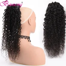 Подпрыгивающий глубокий волнистый хвост бразильский Реми волосы клип в хвосты шнурок натуральный черный человеческие волосы для наращивания для женщин