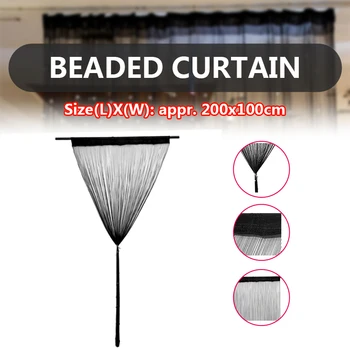 

200x100cm Black String Chain Curtain Tassel Line Curtains Window Door Divider Drape Living Room Decor Valance Home Decoration