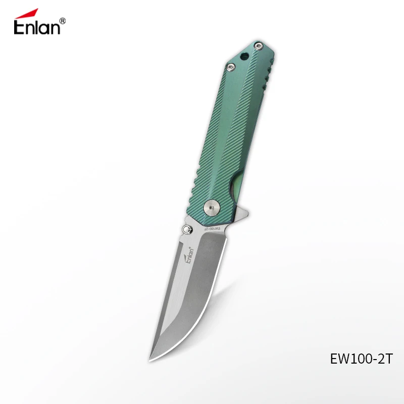 ENLAN EW100 шарикоподшипник Флиппер ножи, TC4 складной нож Aus-8 лезвие, охотничий кемпинг открытый инструмент выживания Edc спасательные ножи - Цвет: Светло-зеленый