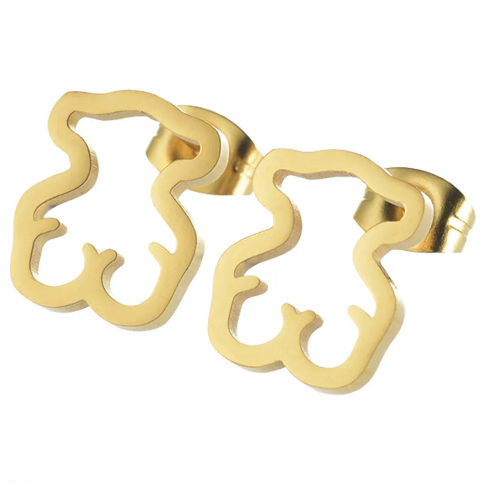 Серьги с медведем красивые острые ювелирные изделия из нержавеющей стали в