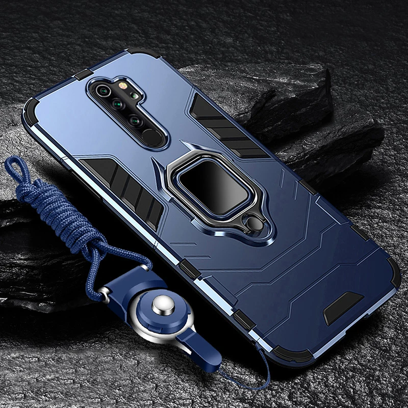 Жесткий чехол для Xiaomi Redmi 9 с подставкой и кольцом противоударный защитный